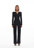 Black Jumpsuit with White Collar