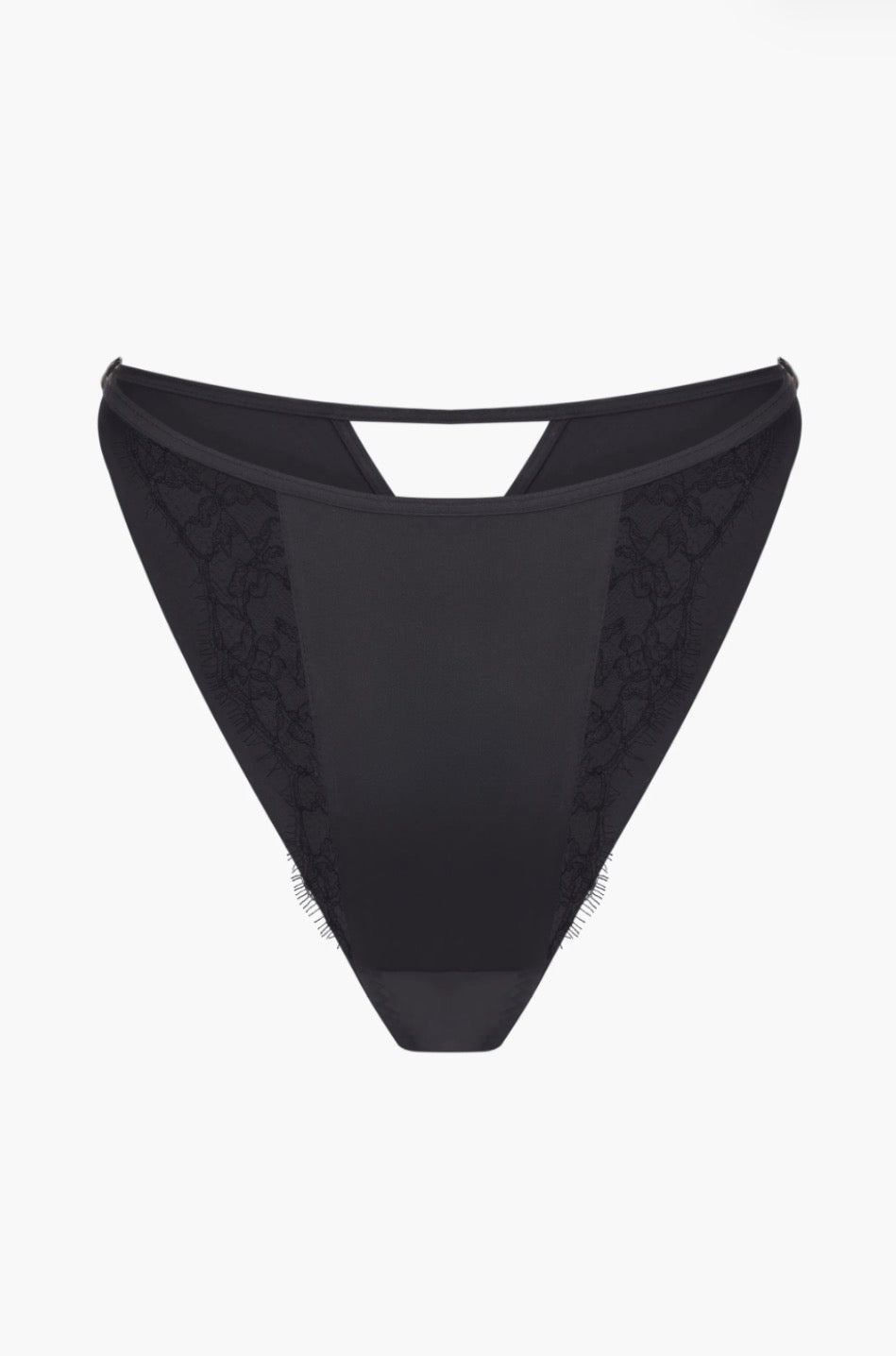 Obsession Silk and Lace Tanga in Black