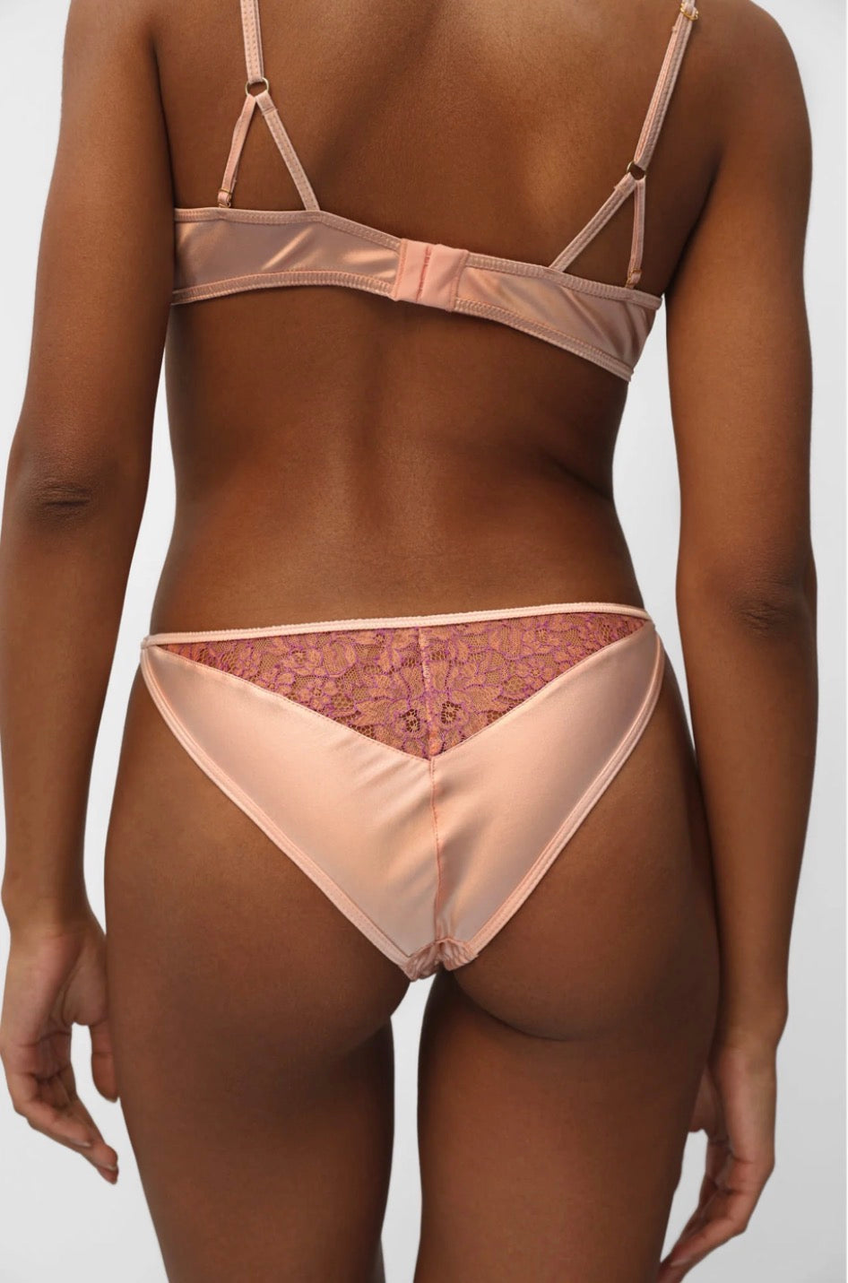 Passion Silk and Lace Tanga in Peach-Orange