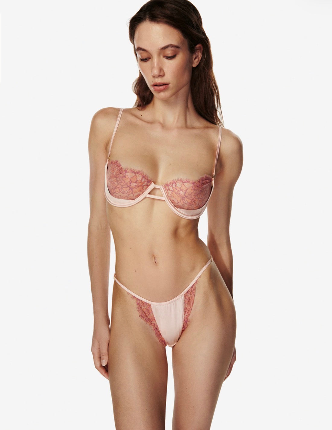 Passion Lace and Silk Balconette in Peach-Orange