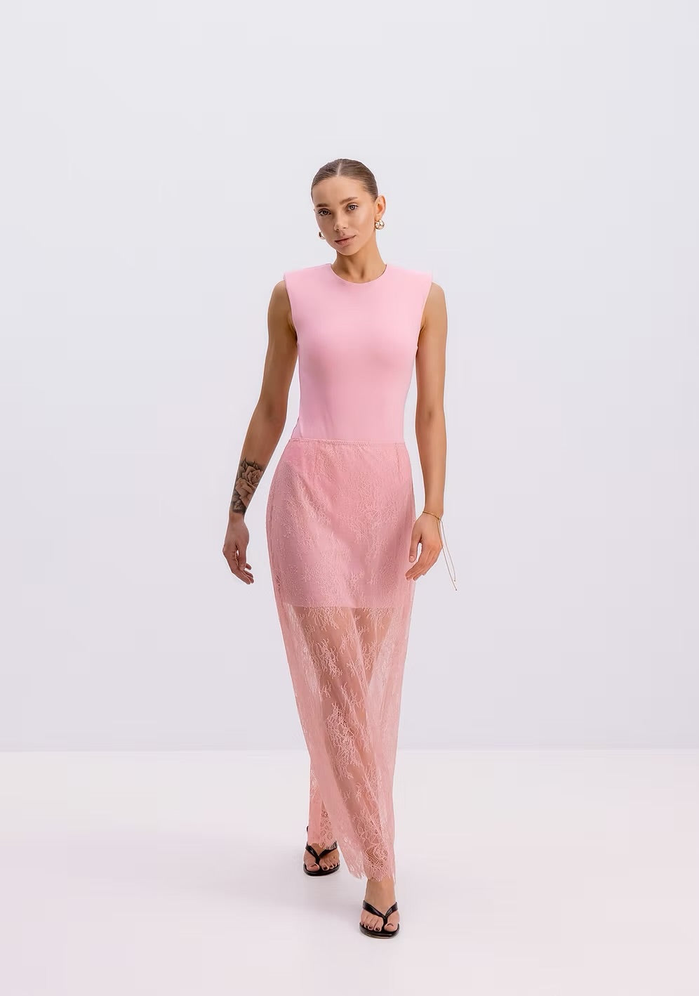 Aurora Lace Pink Midi Skirt