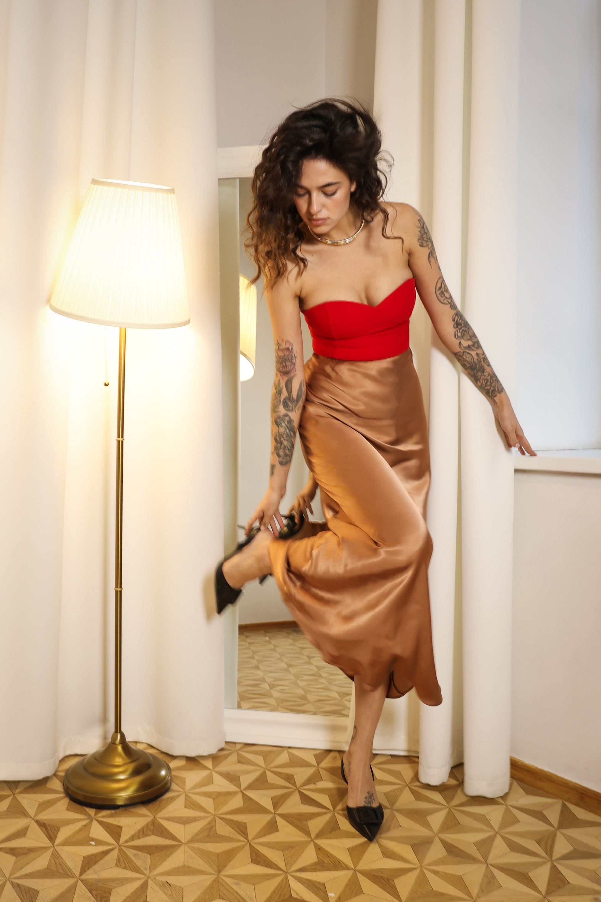 Maxi Viscose Skirt in Caramel