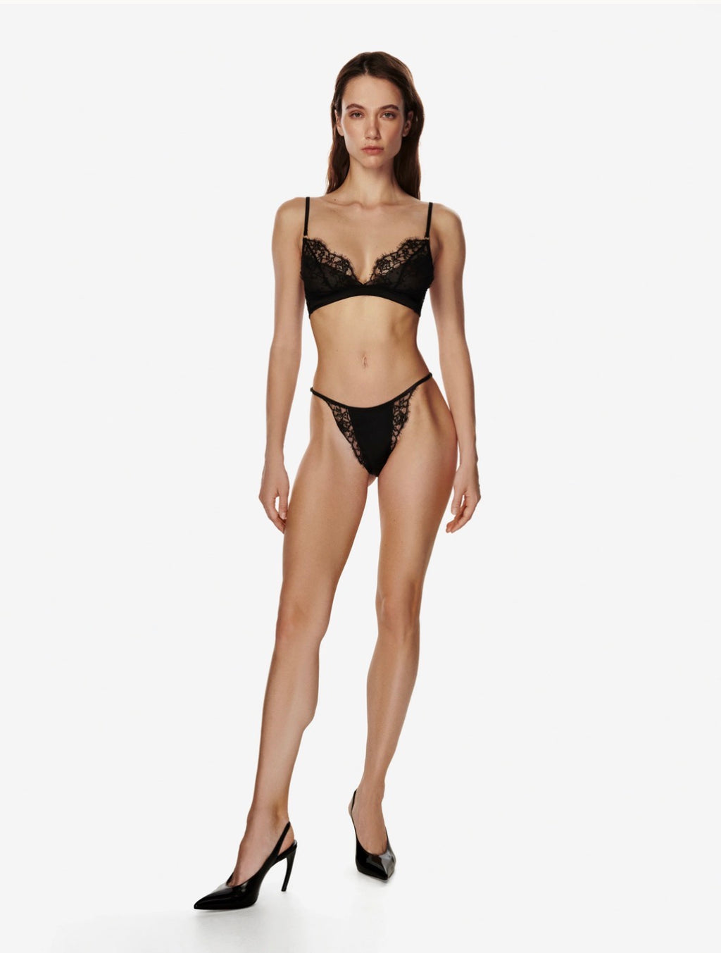 Obsession Lace - Mesh and Silk Triangle in Black