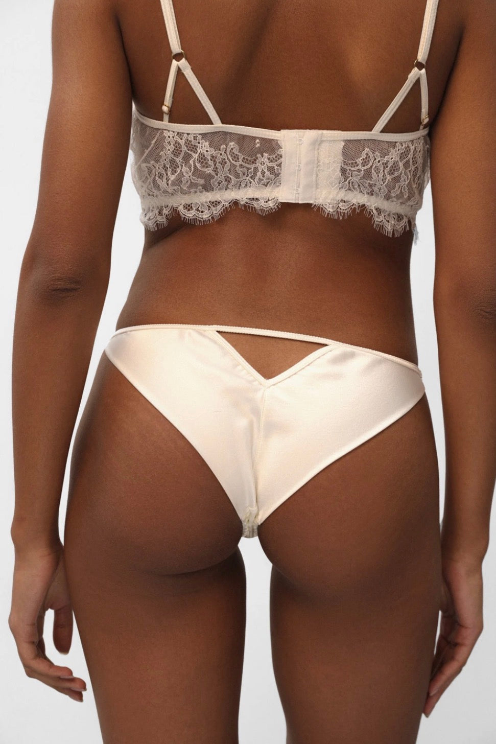 Obsession Silk and Lace Tanga in Ivory