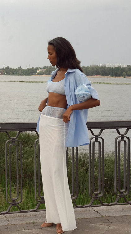 Blossom Flow White Maxi Skirt