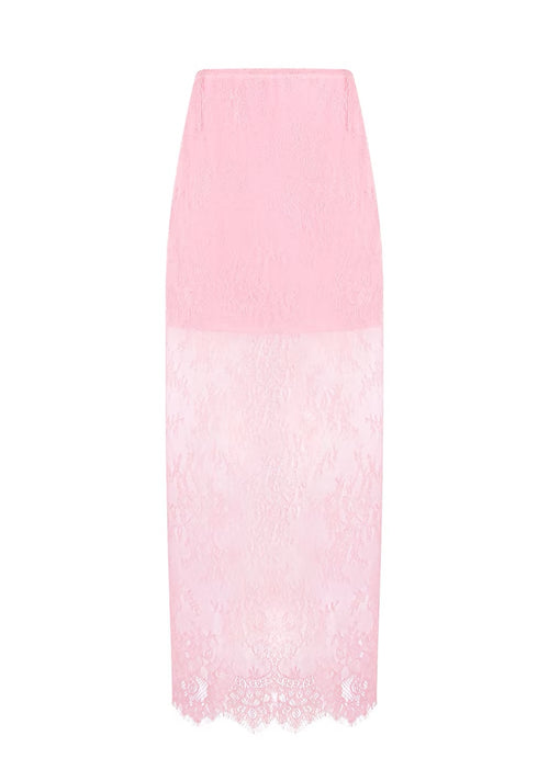 Aurora Lace Pink Midi Skirt