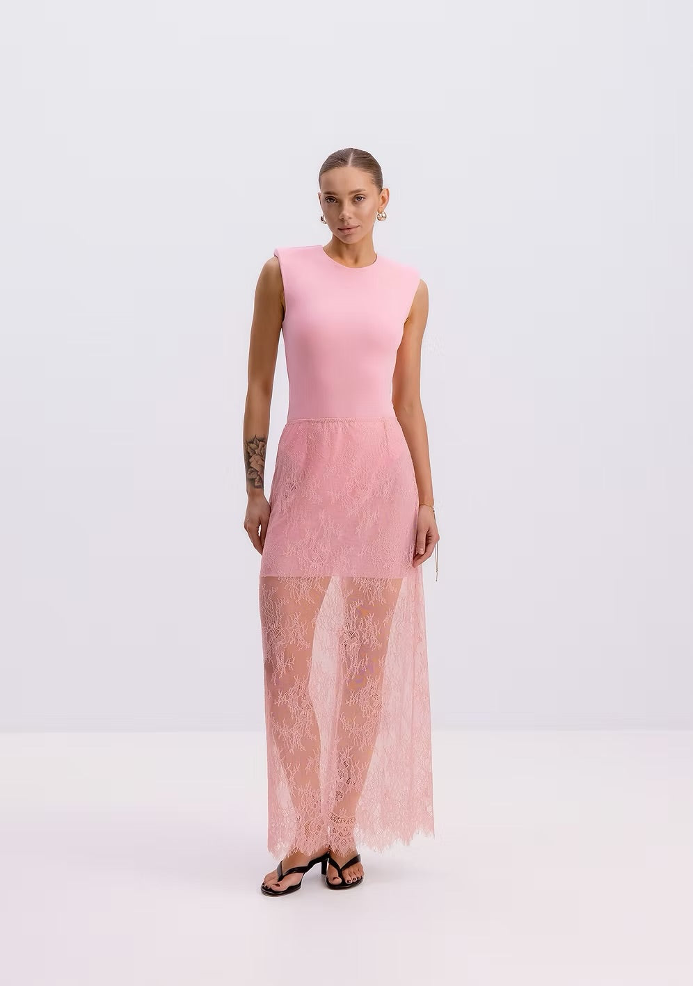 Aurora Lace Pink Midi Skirt