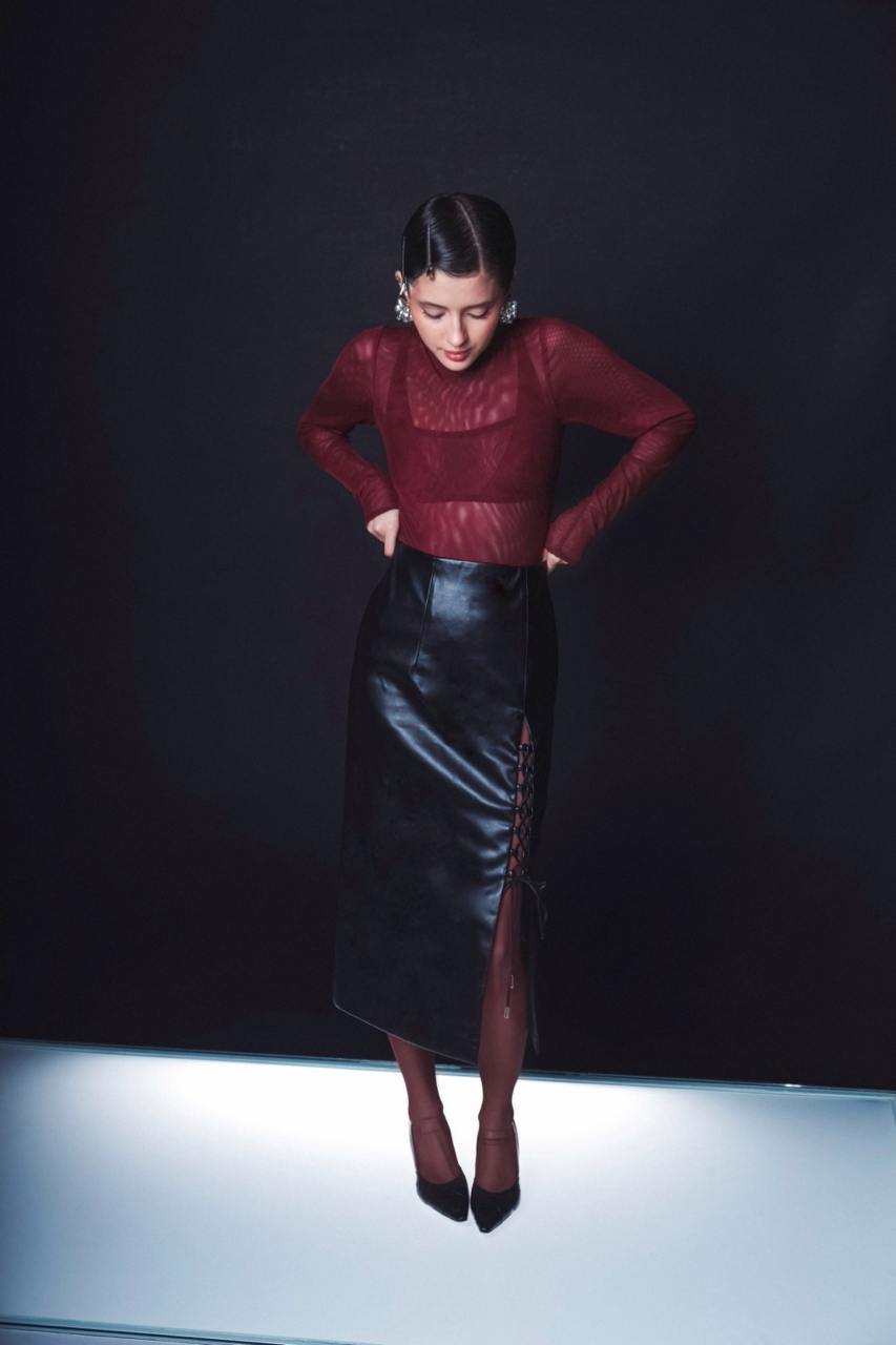 Eco Leather Midi Skirt