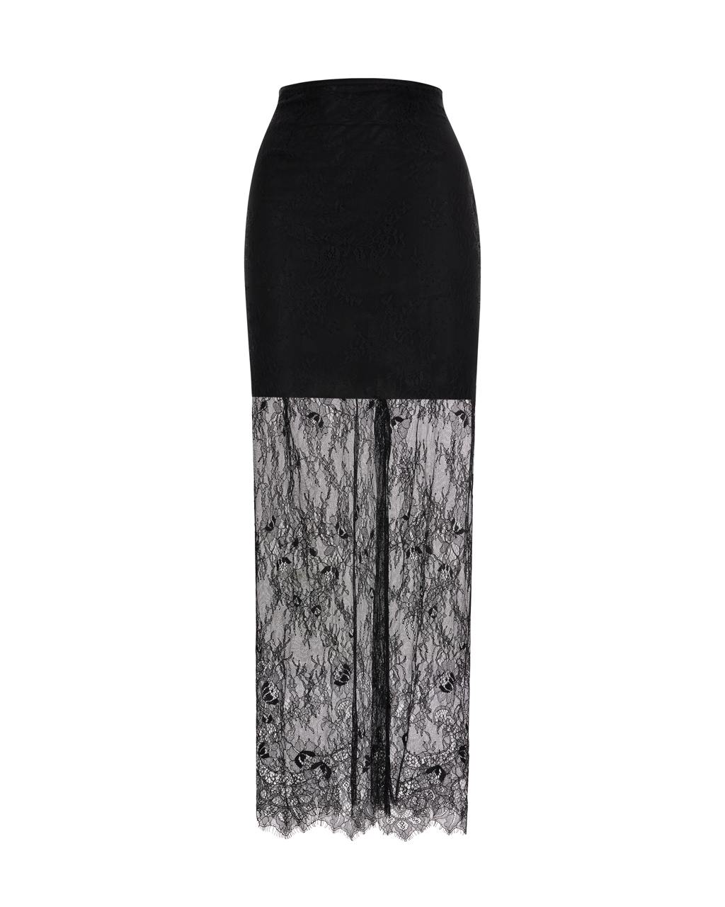Aurora Lace Black Midi Skirt