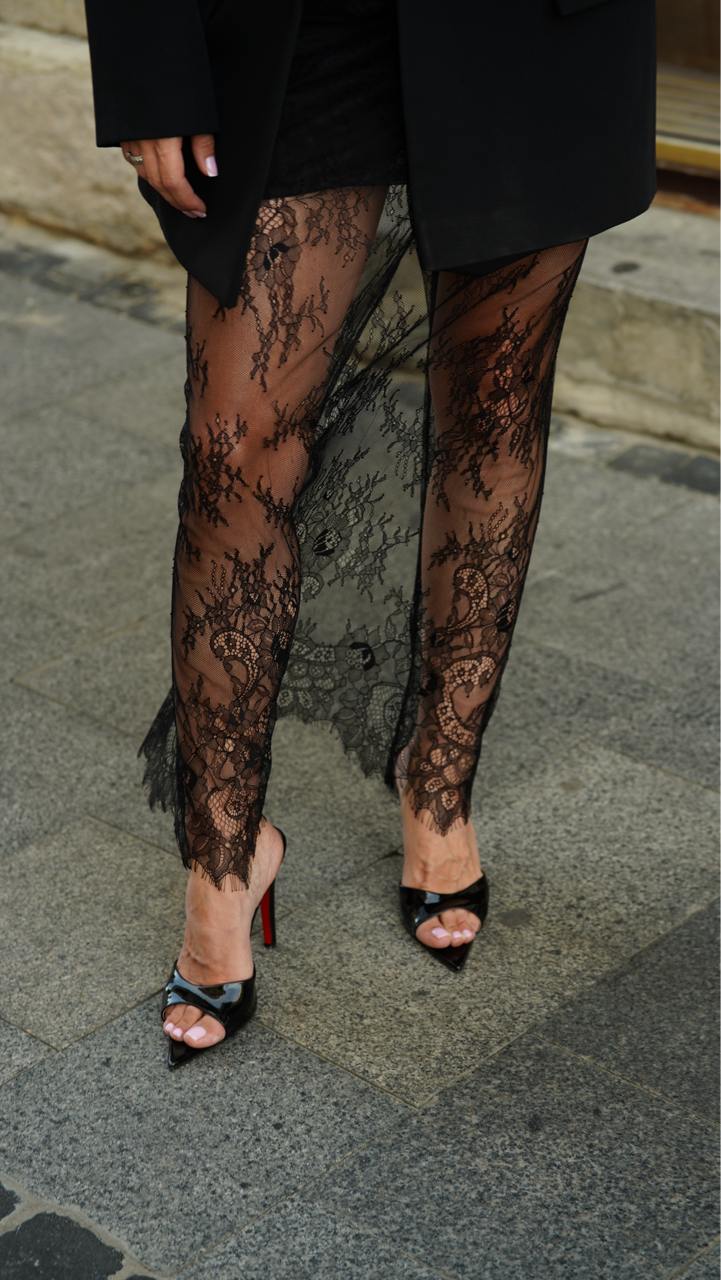 Aurora Lace Black Midi Skirt