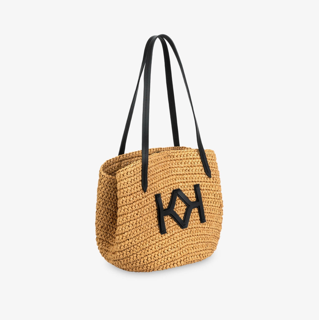 Logo Raffia Tote Natural